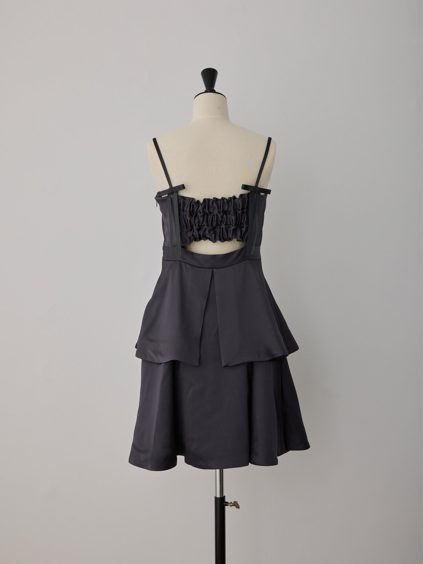 back ribbon peplum mini dress