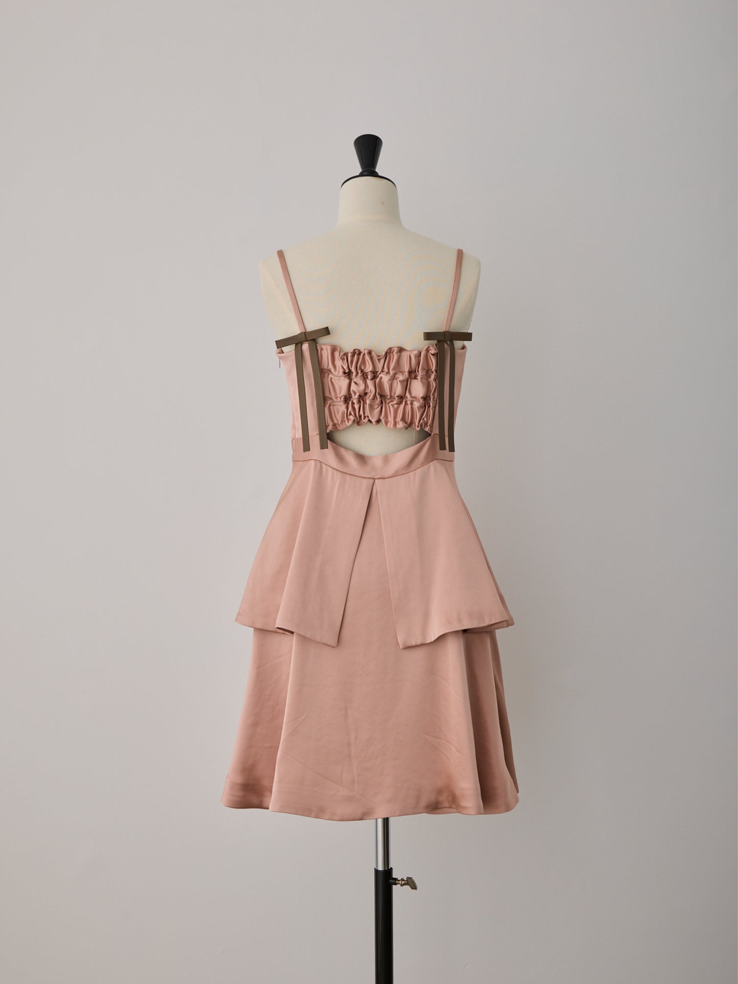 back ribbon peplum mini dress