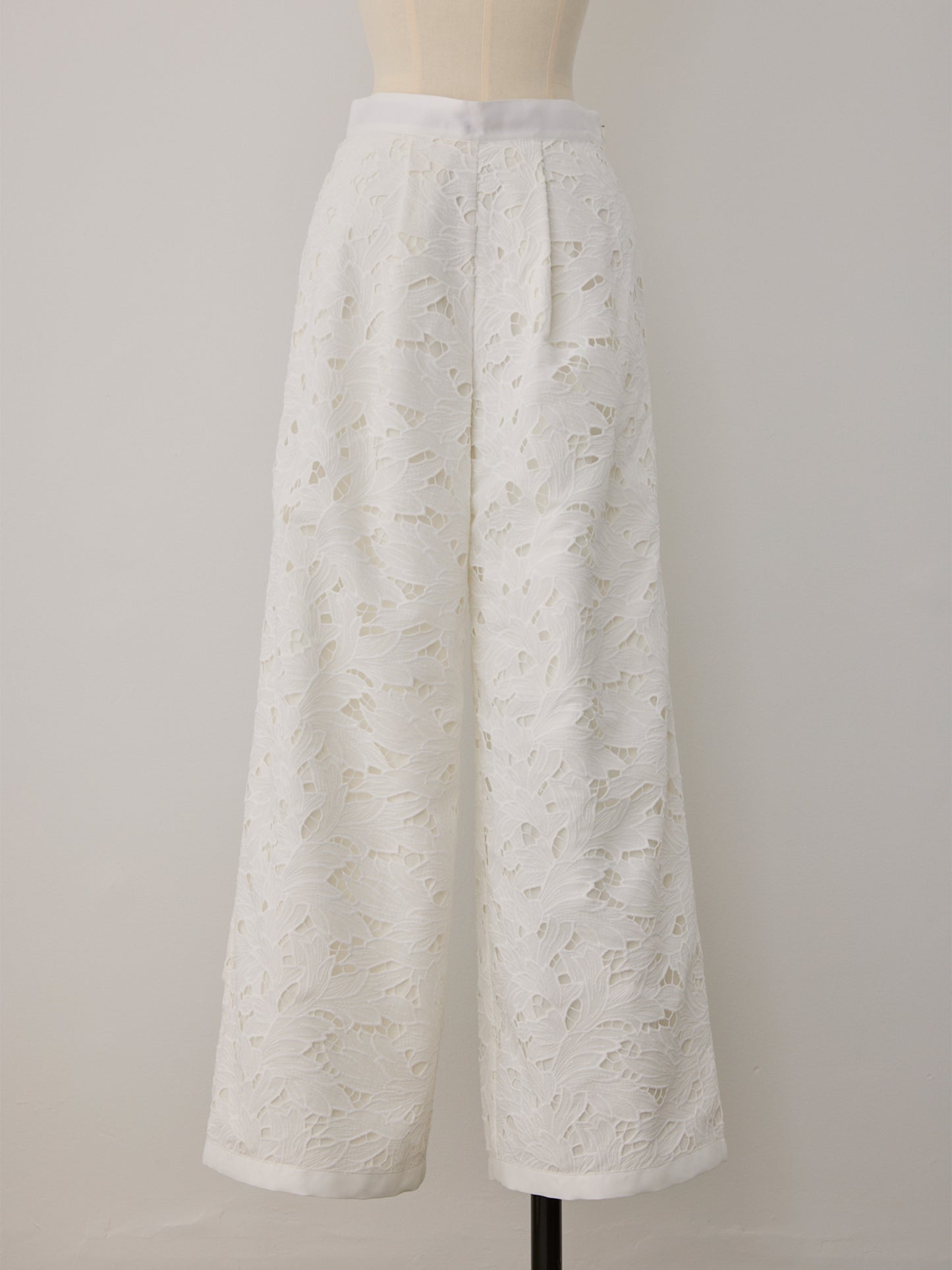 layered lace tuck pants