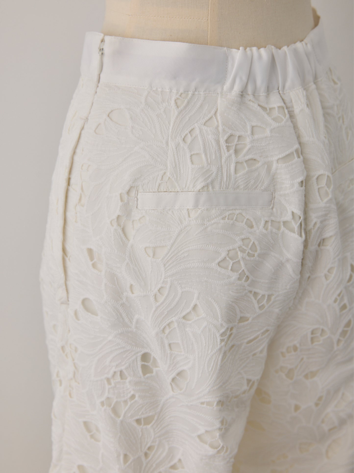 layered lace tuck pants