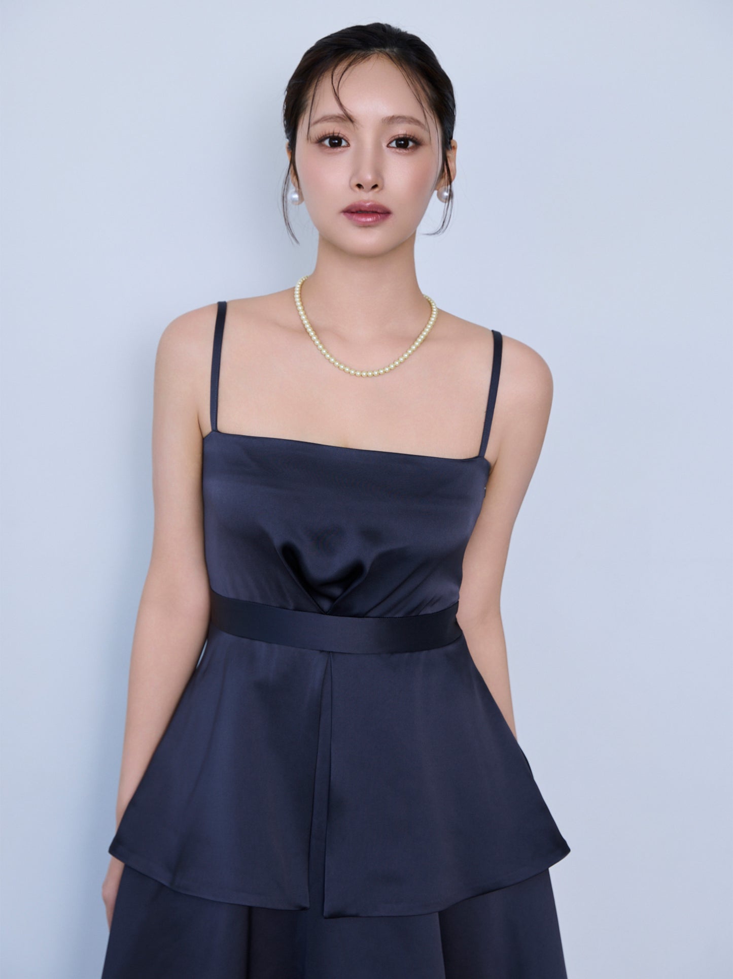 back ribbon peplum mini dress