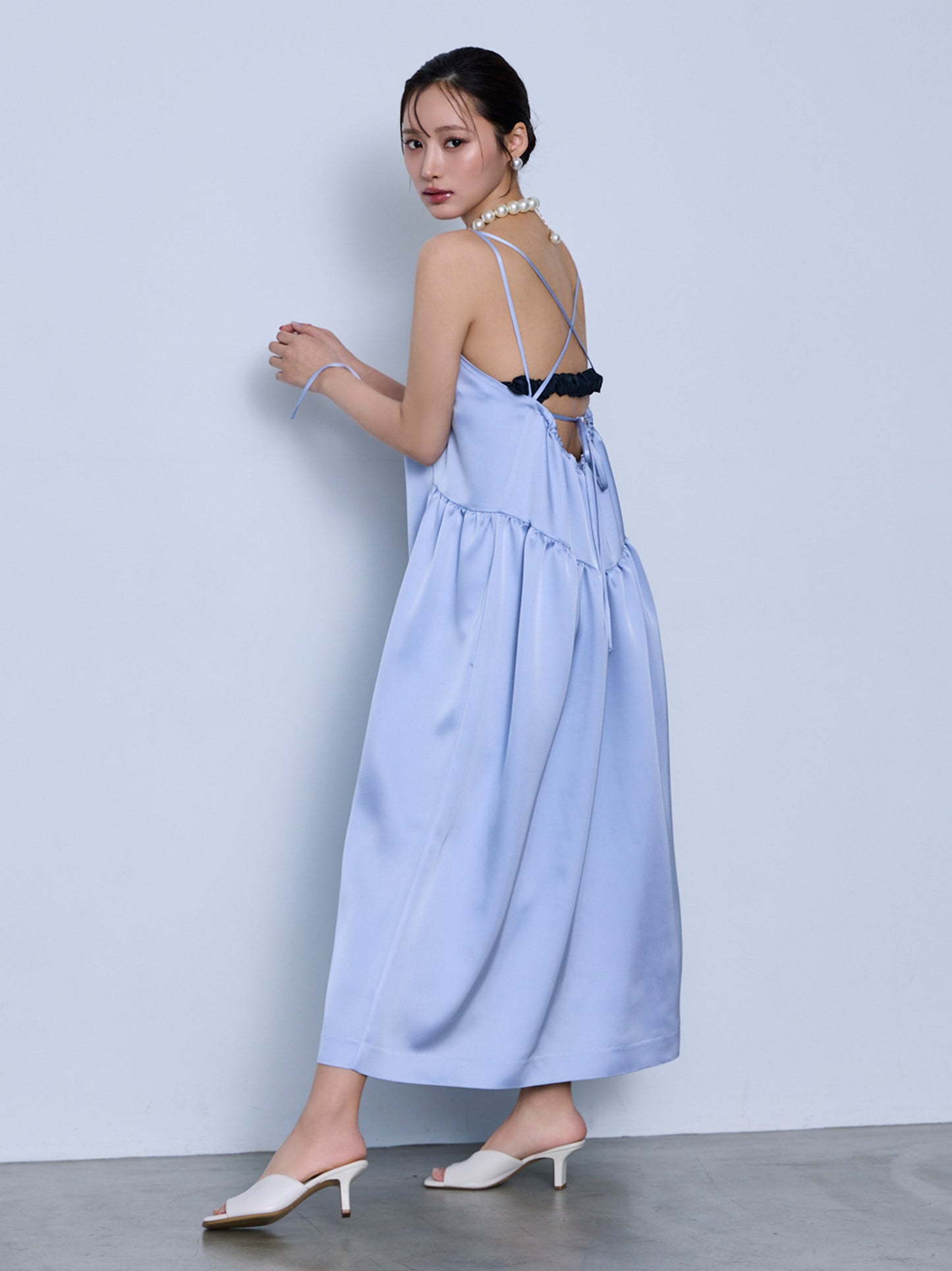 【予約】cross ribbon gather dress