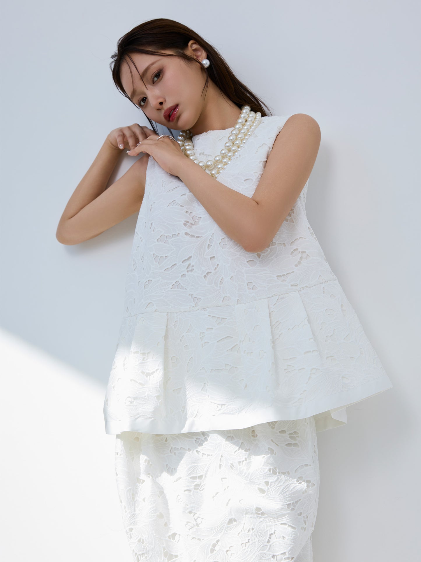 layered lace sleeveless blouse