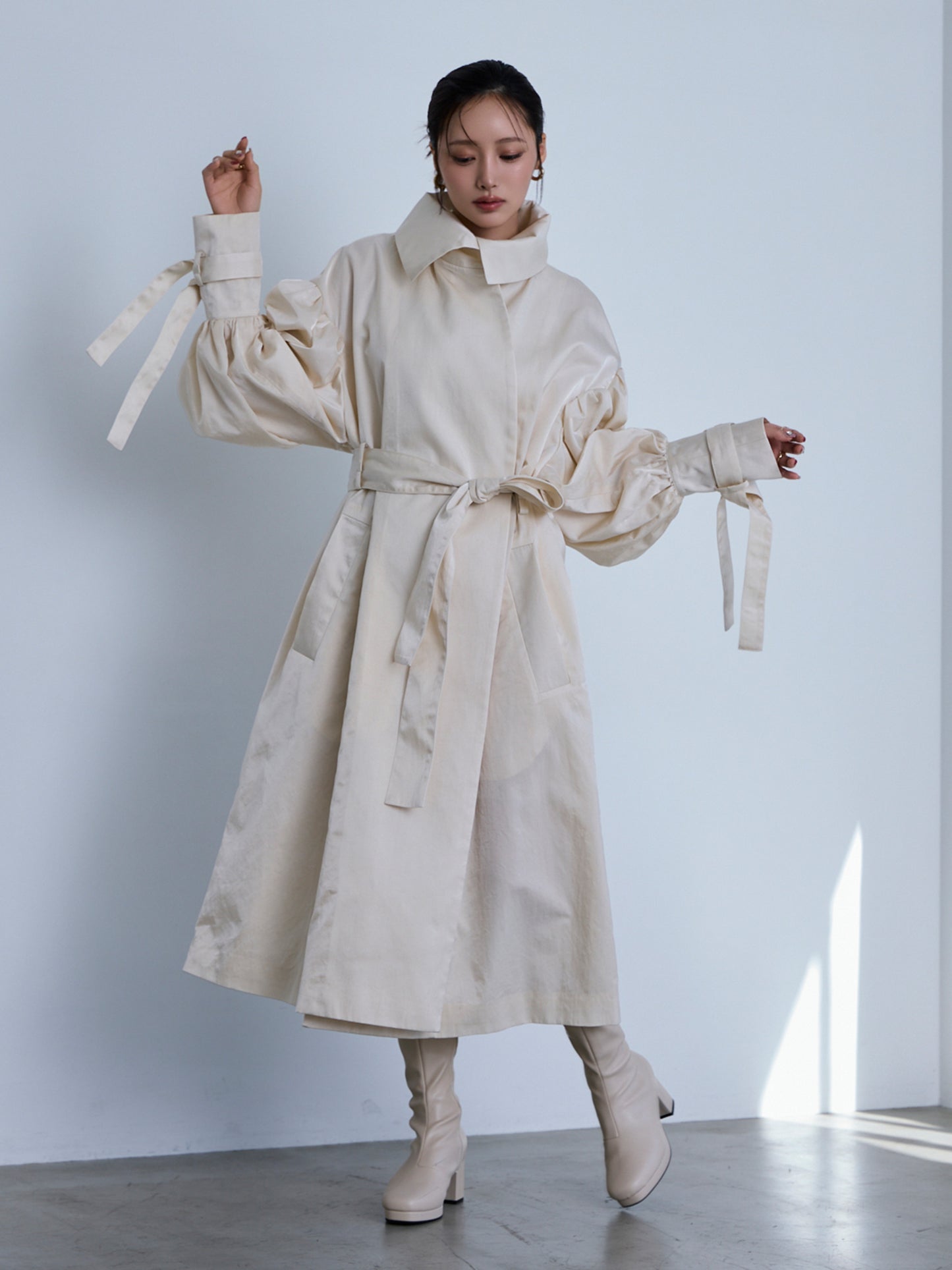 flower sleeve over coat