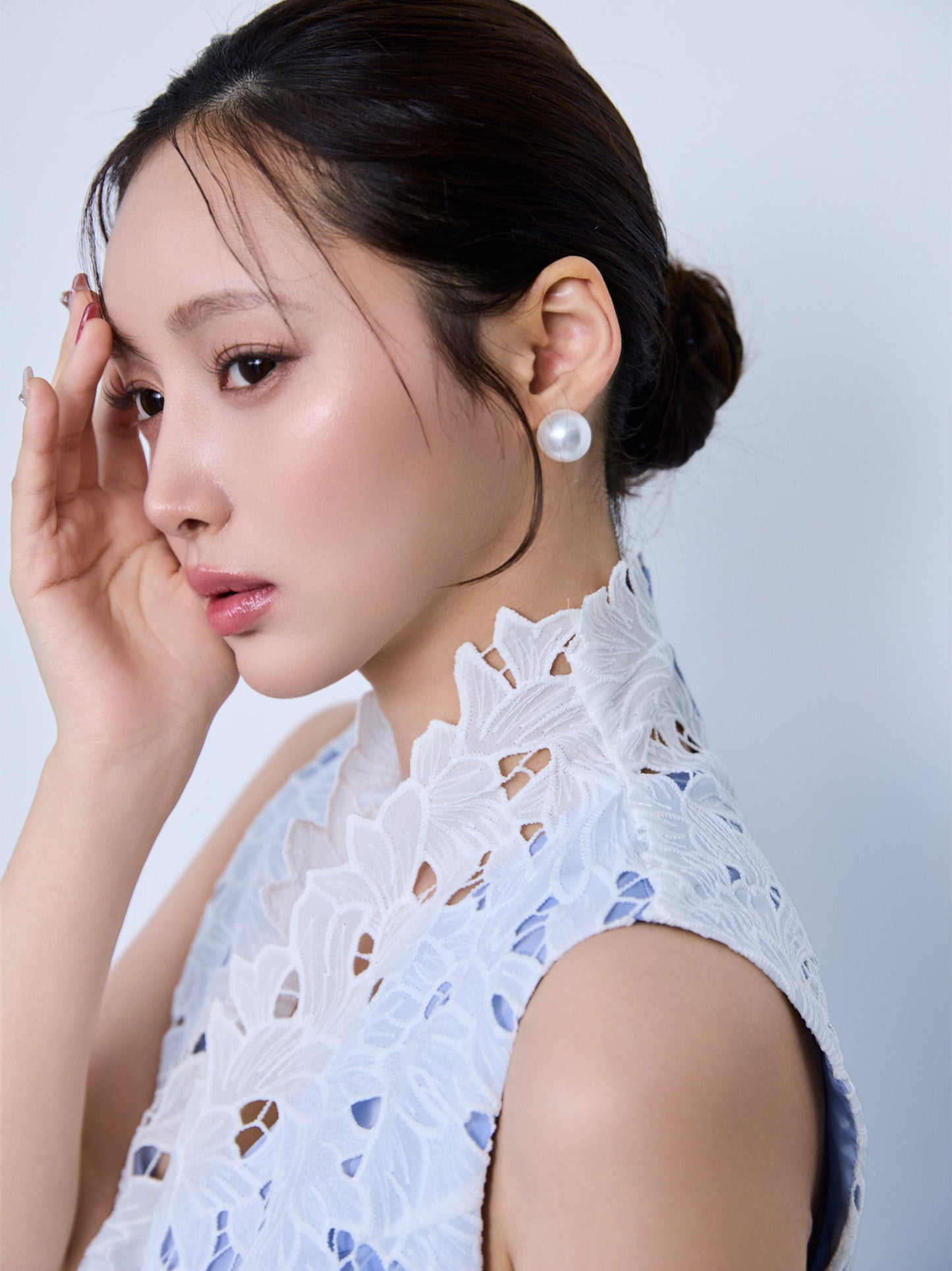 【予約】layered lace flare dress