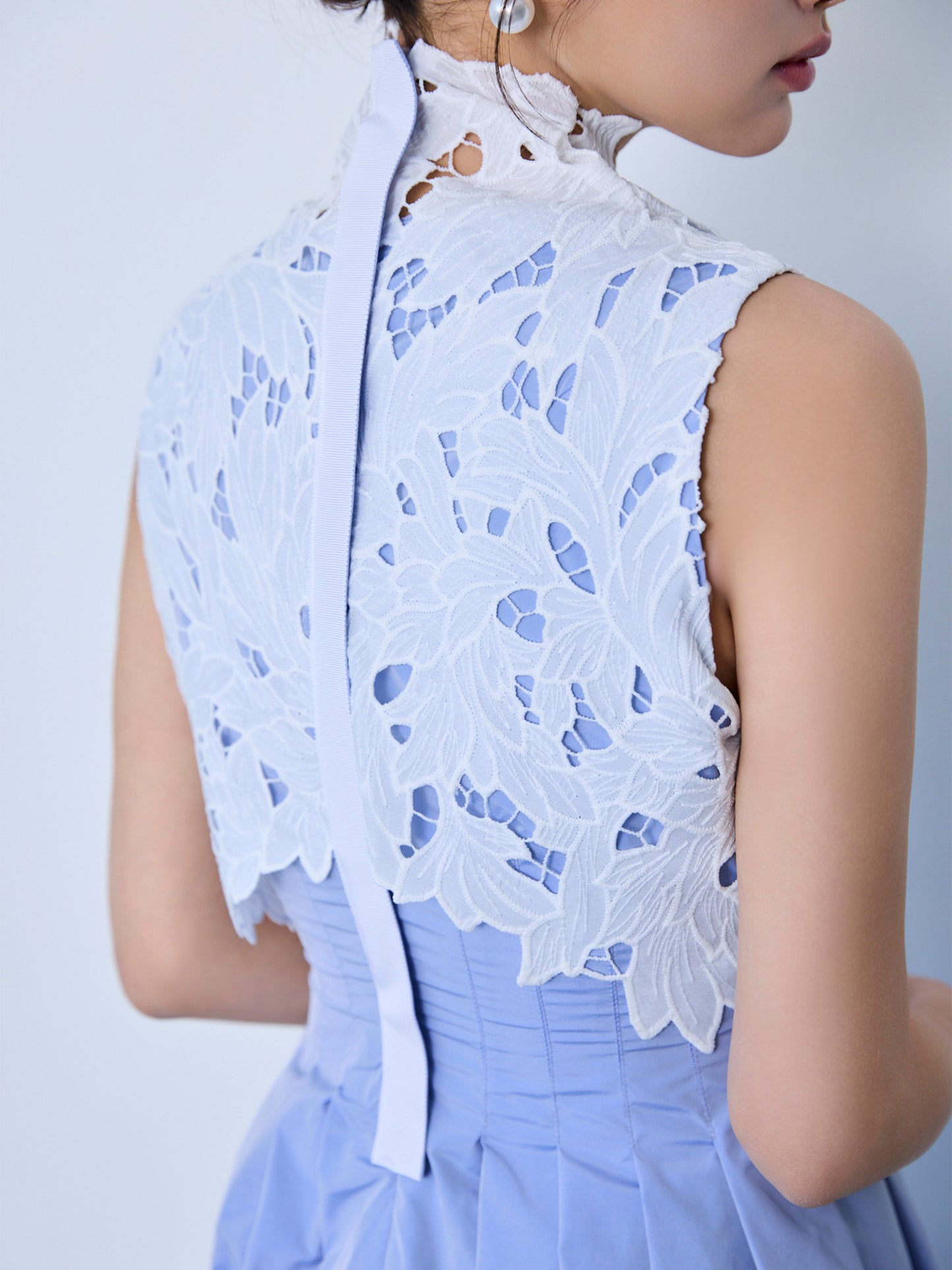 【予約】layered lace flare dress