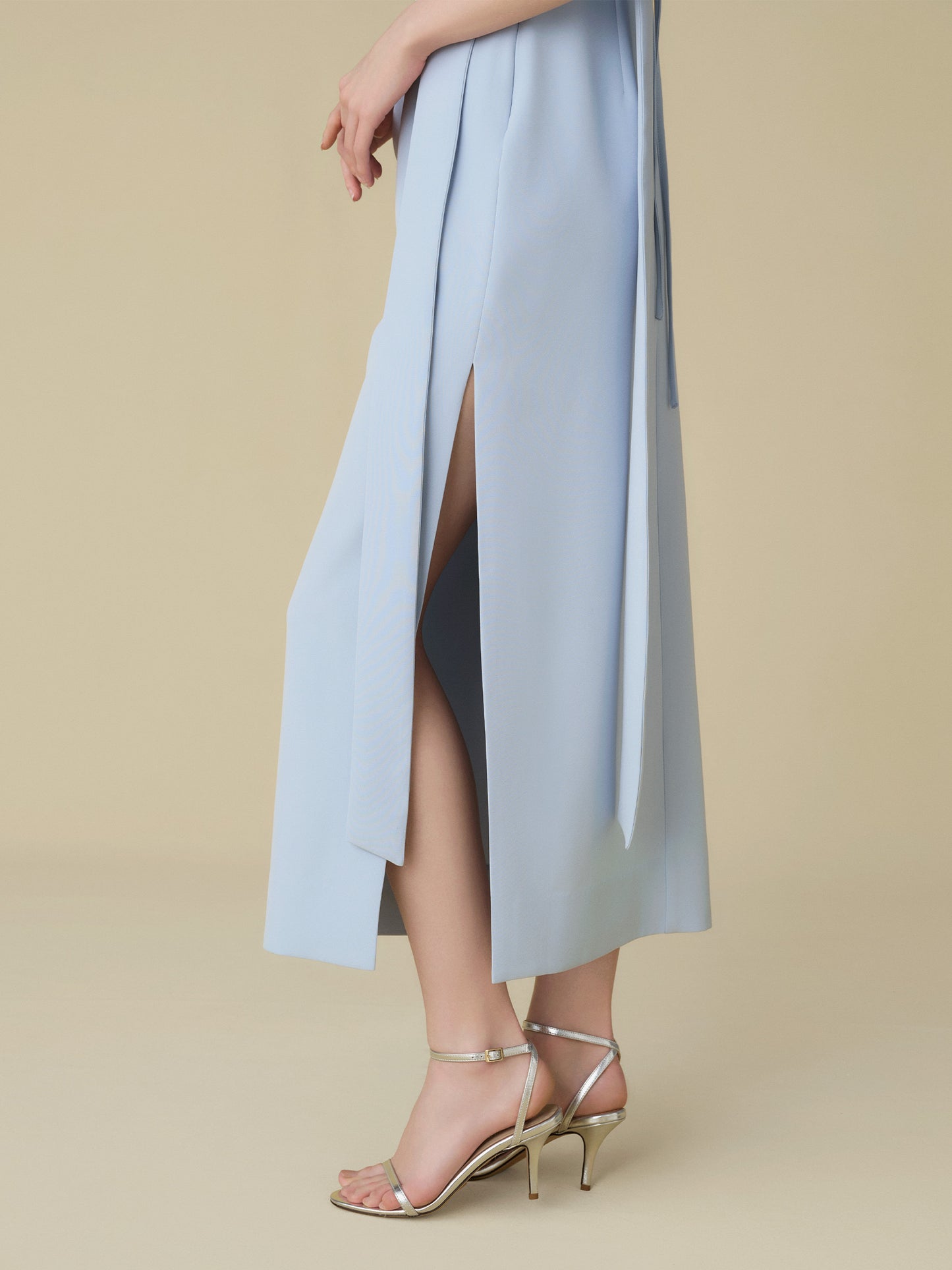 Asymmetric Ribbon Satin Dress
