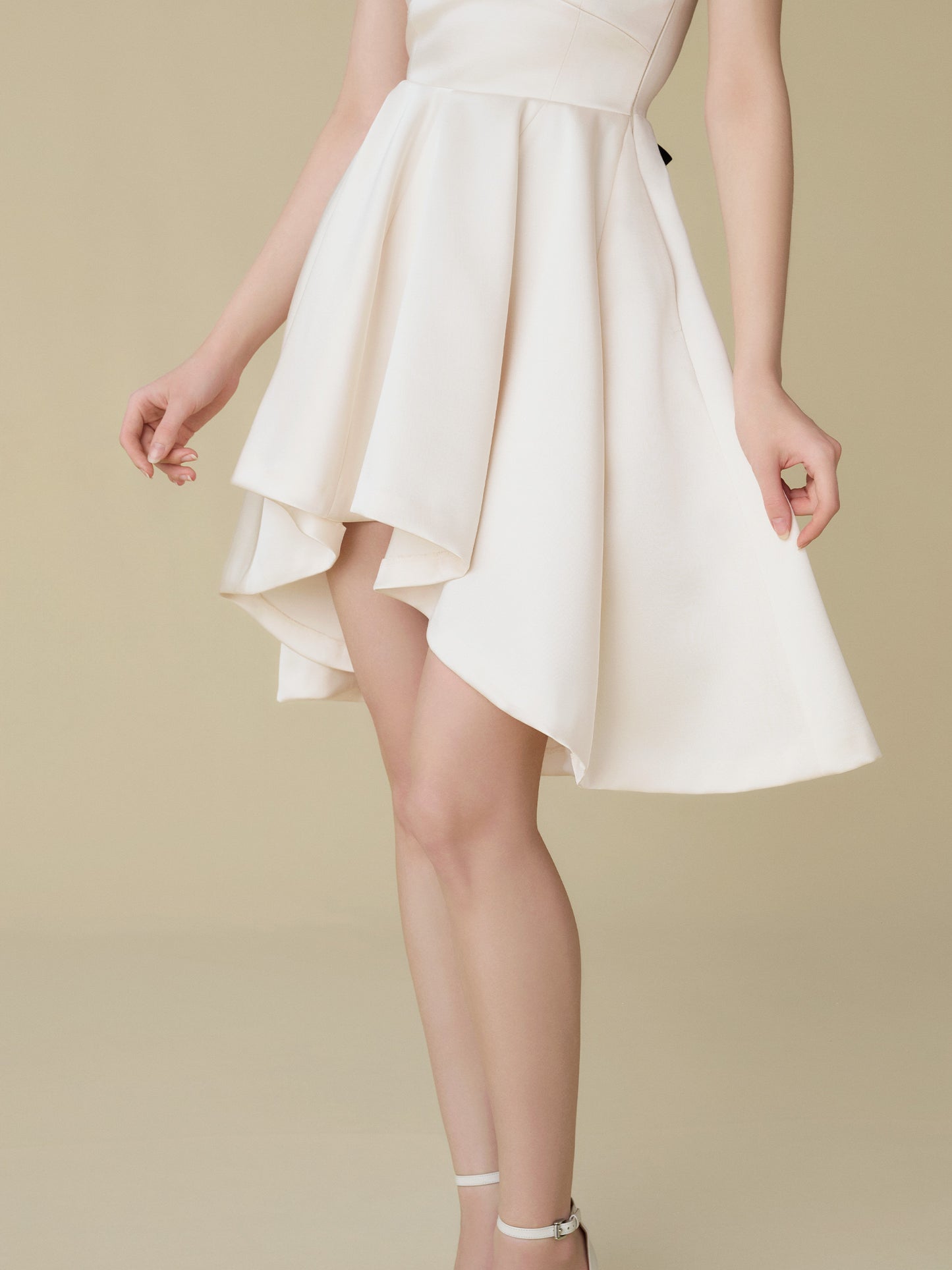 Satin Halter Ribbon Flare Dress