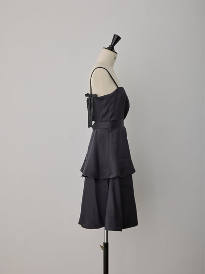 back ribbon peplum mini dress