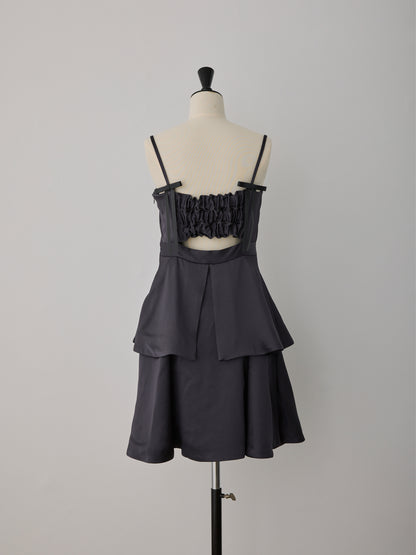 back ribbon peplum mini dress