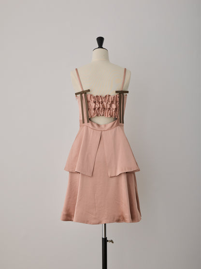 back ribbon peplum mini dress