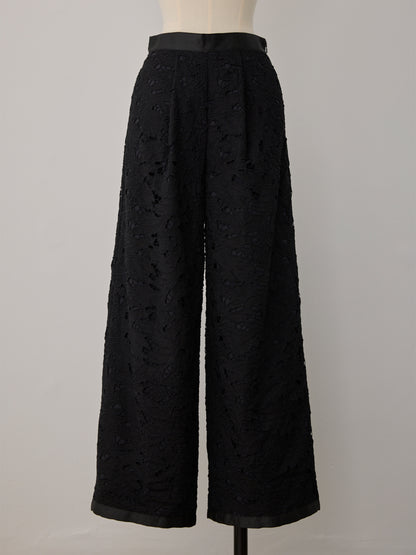 layered lace tuck pants