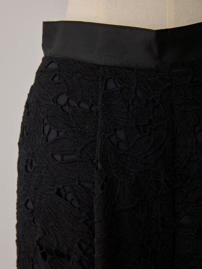 layered lace tuck pants