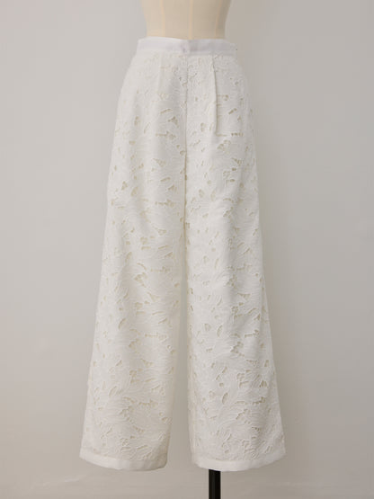 layered lace tuck pants