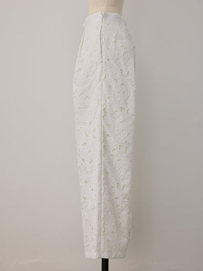 layered lace tuck pants