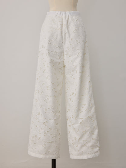 layered lace tuck pants
