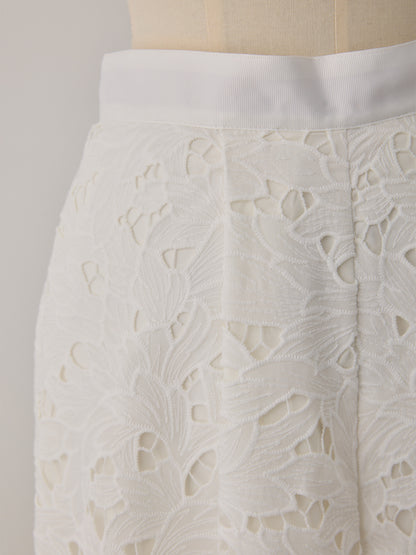 layered lace tuck pants