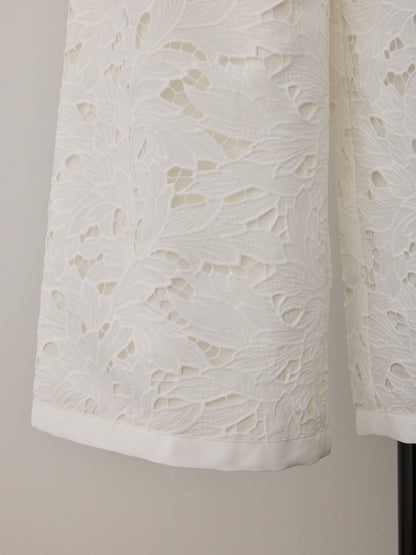layered lace tuck pants