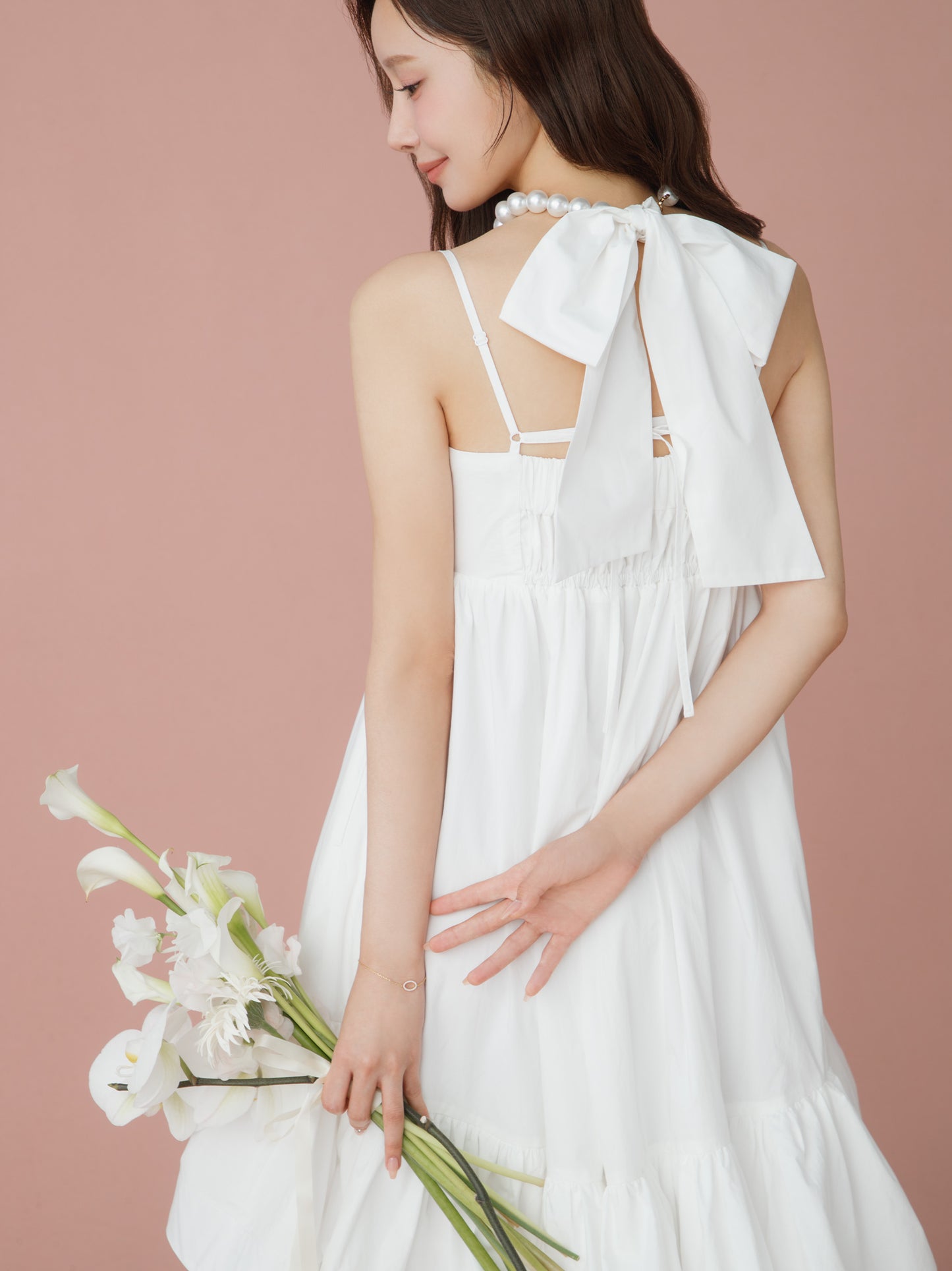 Back Ribbon Tiered Volume Dress