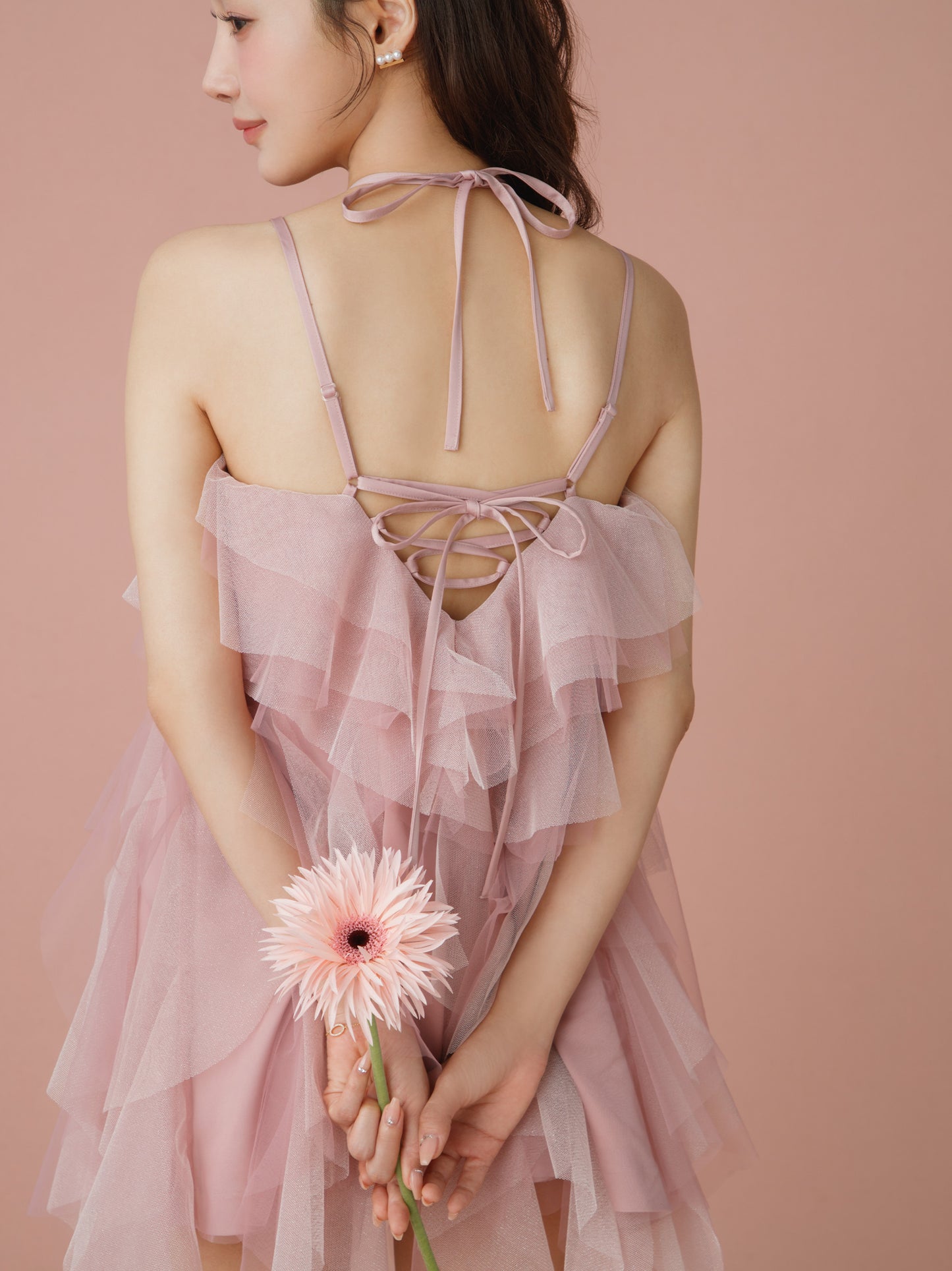 Layered Tulle Scarf Mini Dress