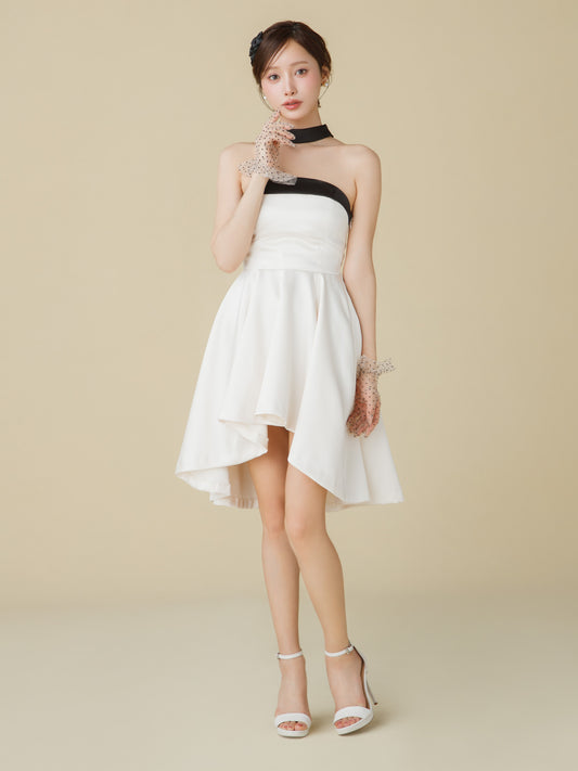 Satin Halter Ribbon Flare Dress
