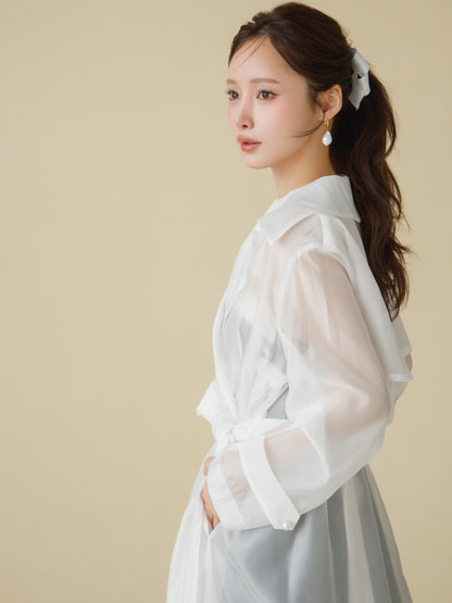 Sheer Organza Trench Coat
