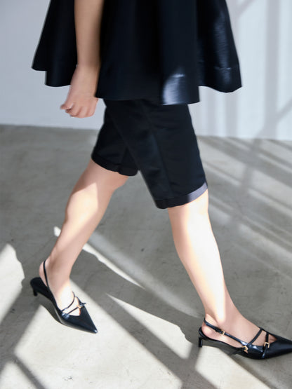 constructive mat satin slim short pants