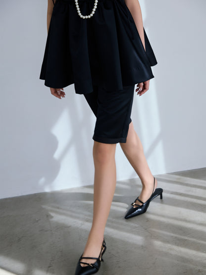 constructive mat satin slim short pants