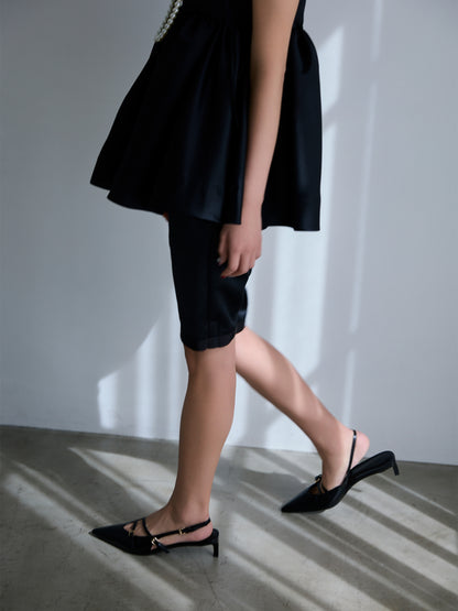 constructive mat satin slim short pants