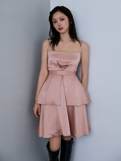 back ribbon peplum mini dress