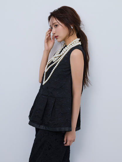 layered lace sleeveless blouse