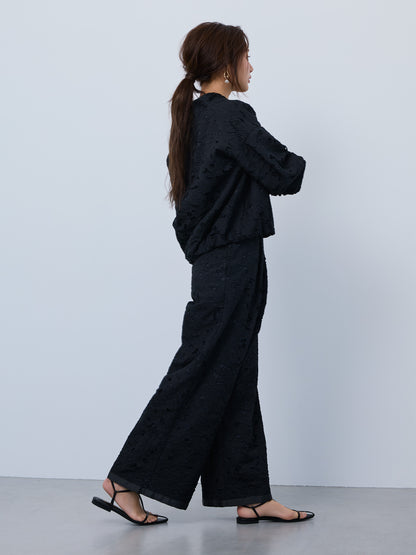 layered lace tuck pants