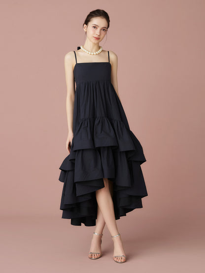 Back Ribbon Tiered Volume Dress