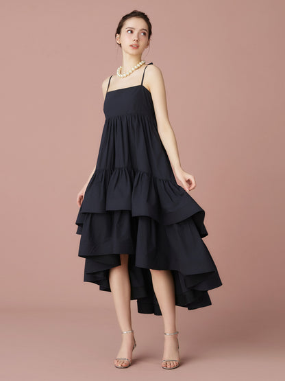 Back Ribbon Tiered Volume Dress