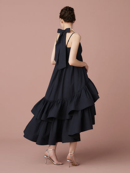 Back Ribbon Tiered Volume Dress