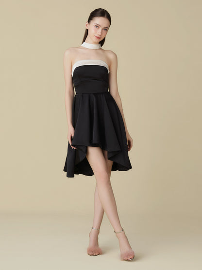 Satin Halter Ribbon Flare Dress