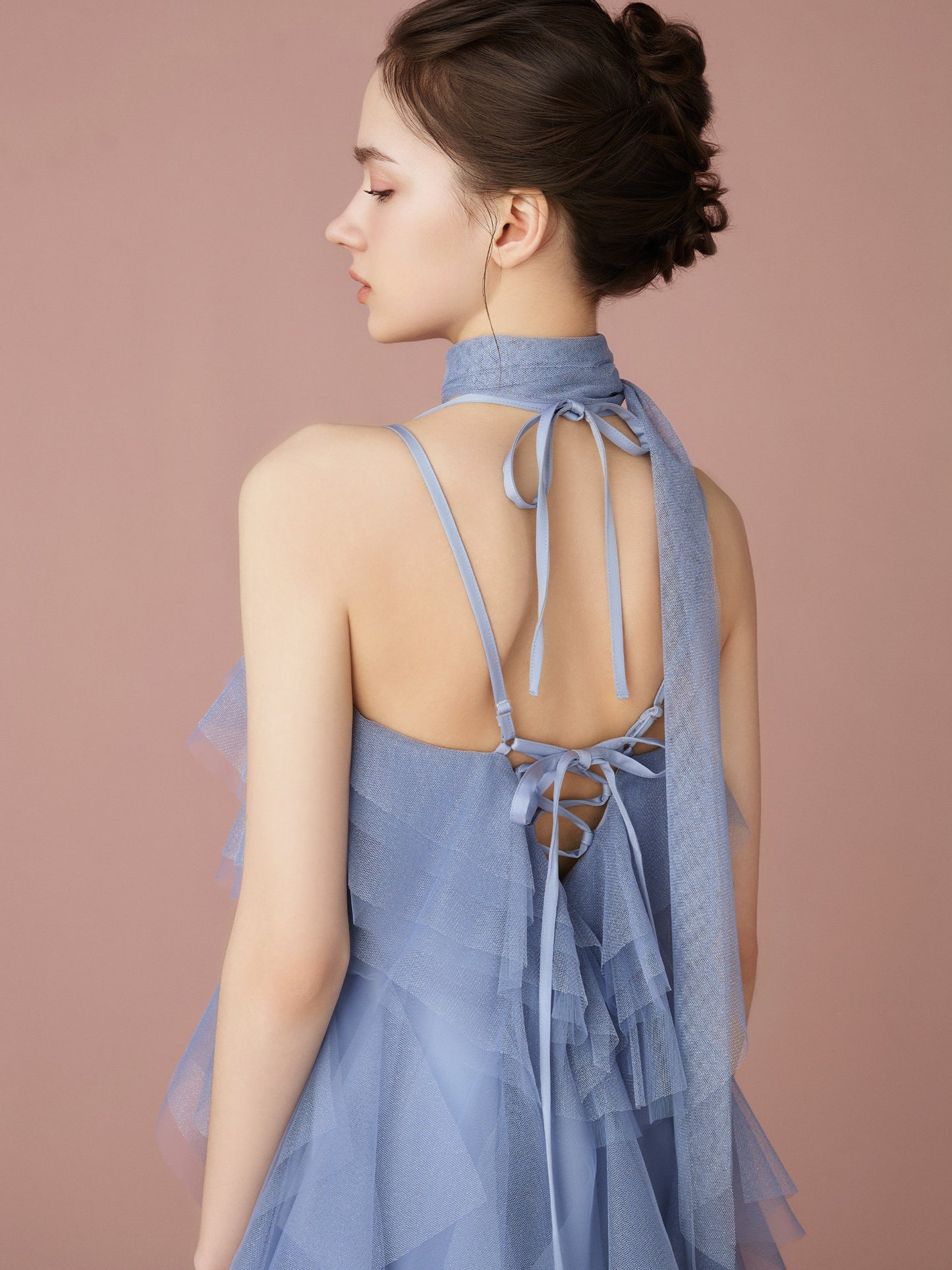 Layered Tulle Scarf Mini Dress