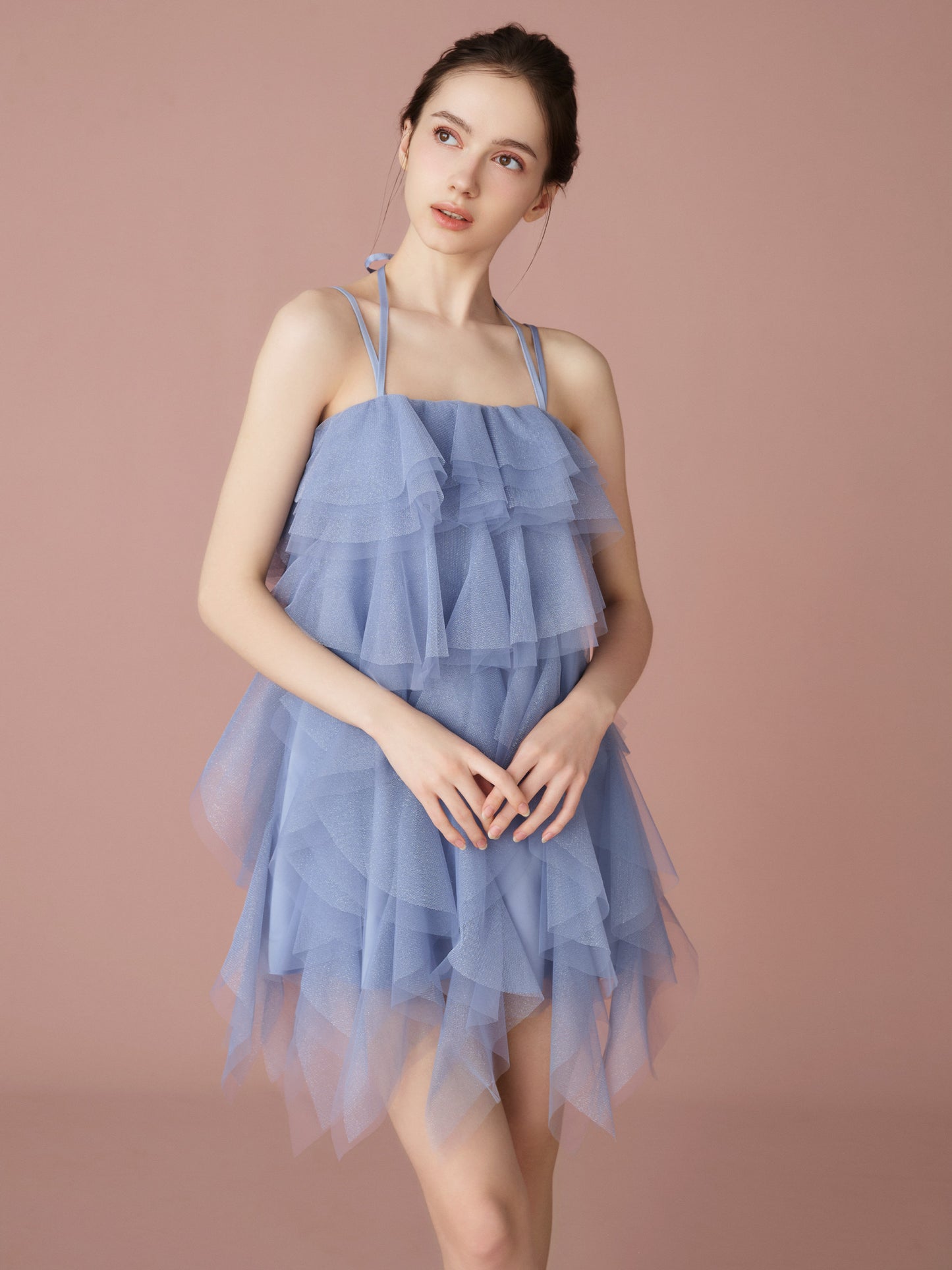 Layered Tulle Scarf Mini Dress