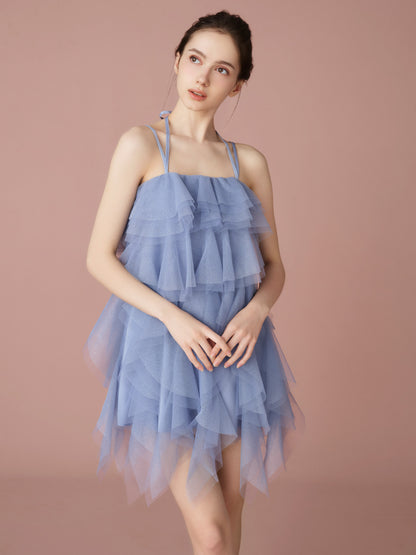 Layered Tulle Scarf Mini Dress