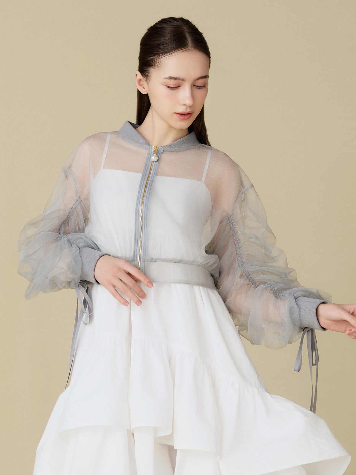 Sheer Tulle Drawstring Sleeve Blouson – La Vie OFFICIAL ONLINE STORE