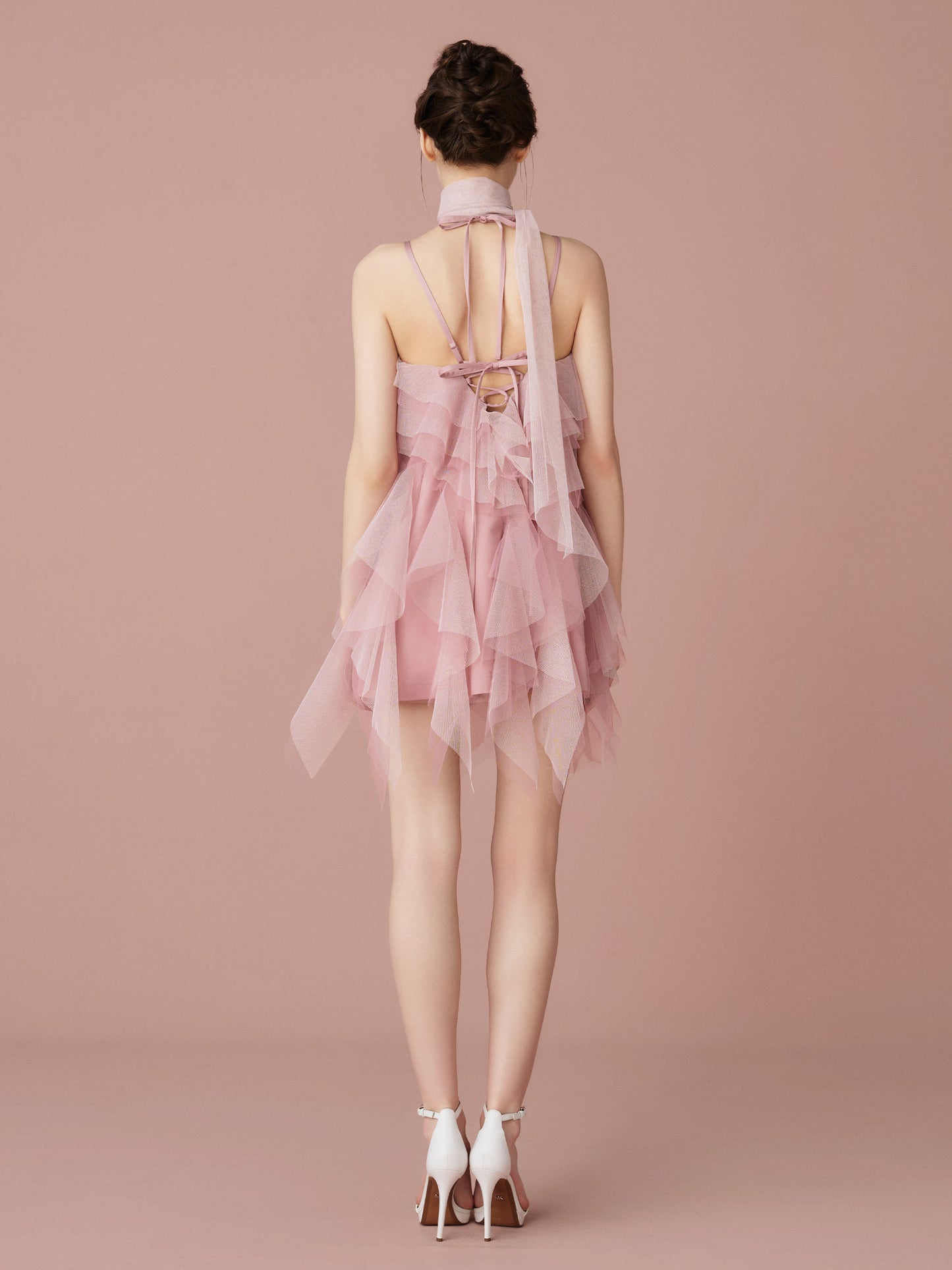 Layered Tulle Scarf Mini Dress