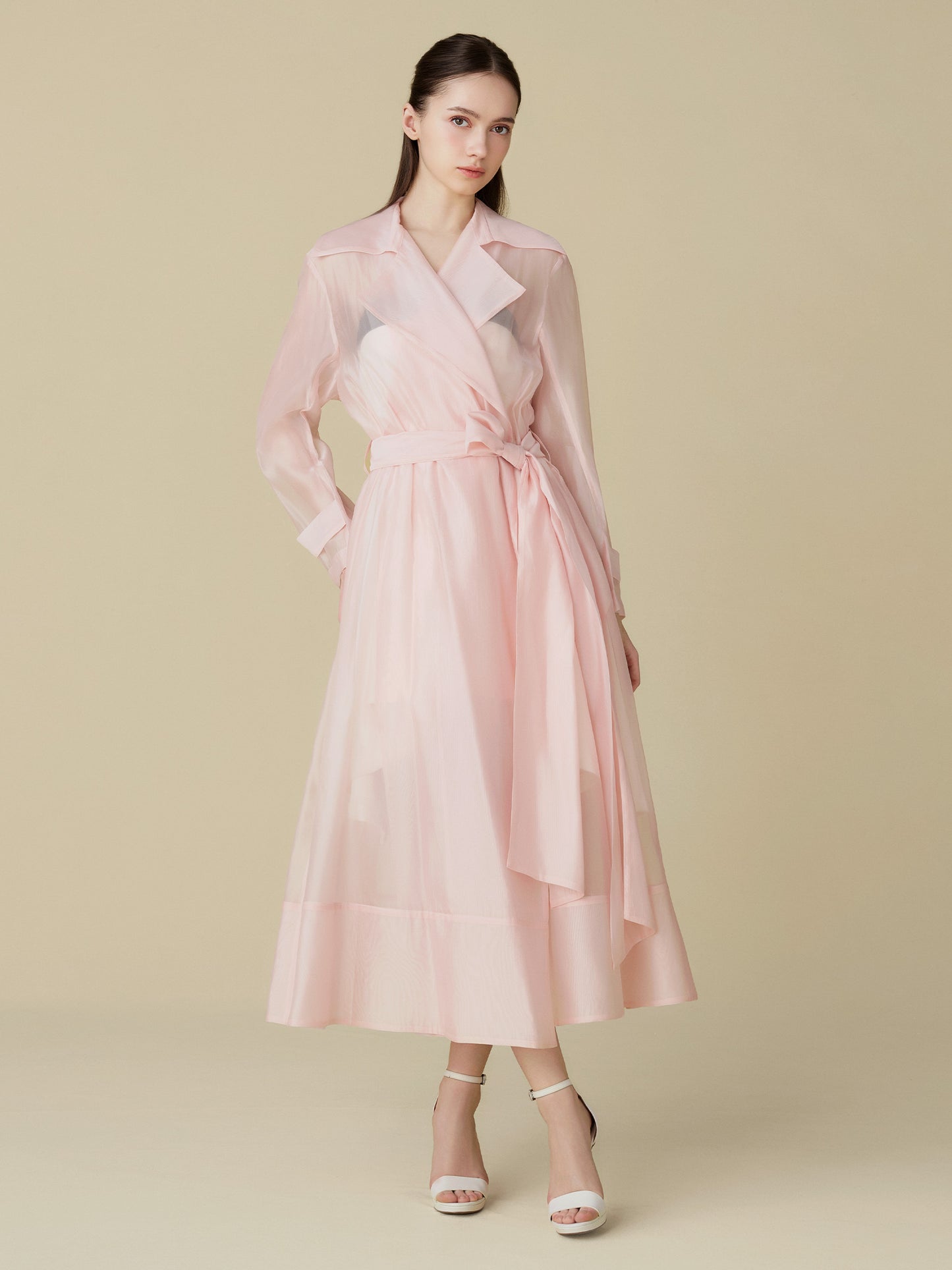 Sheer Organza Trench Coat
