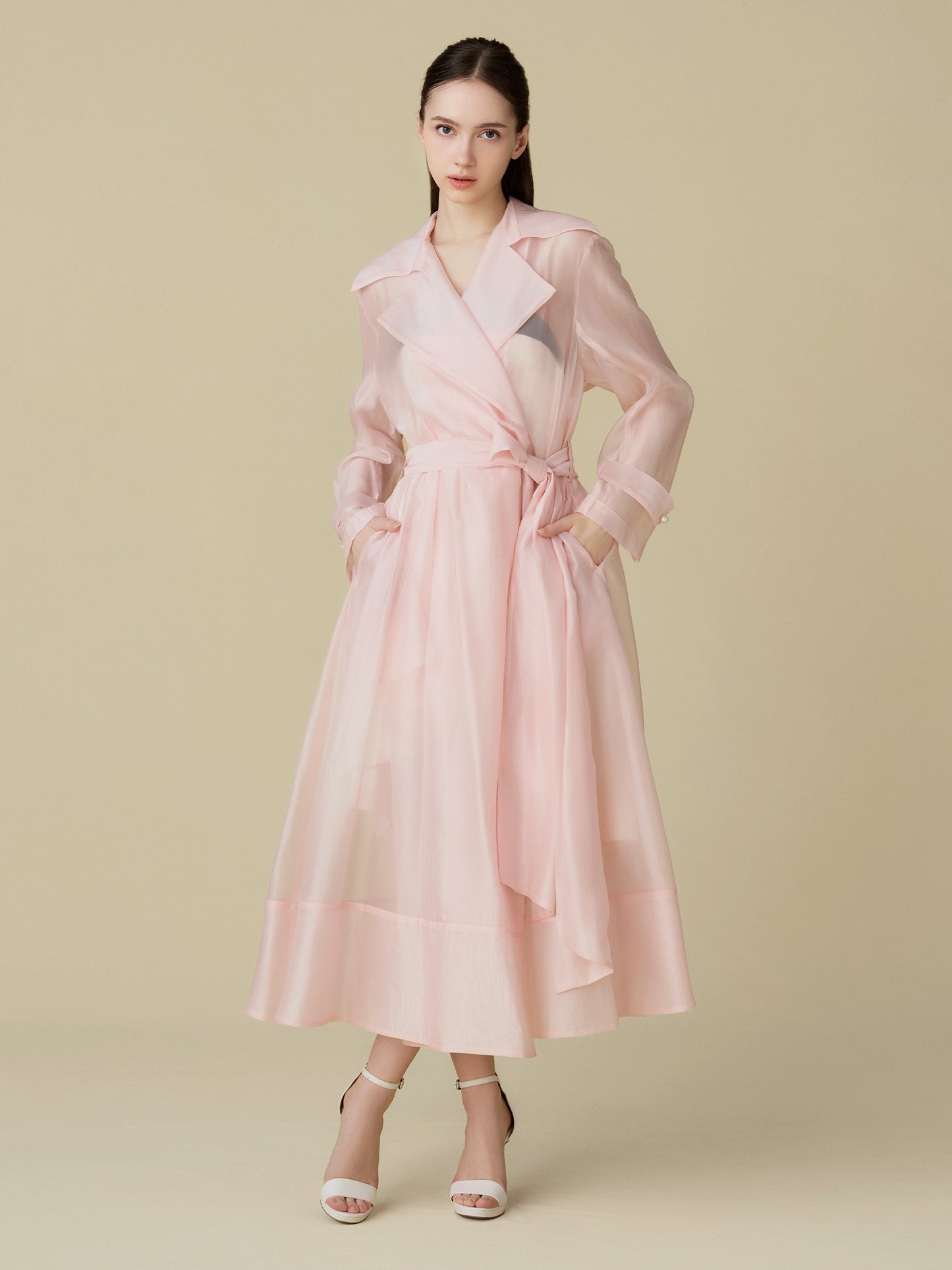 Sheer Organza Trench Coat