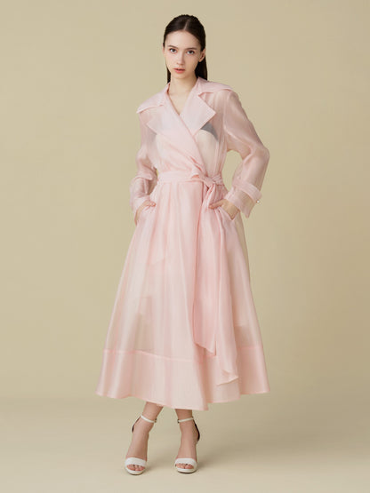 Sheer Organza Trench Coat