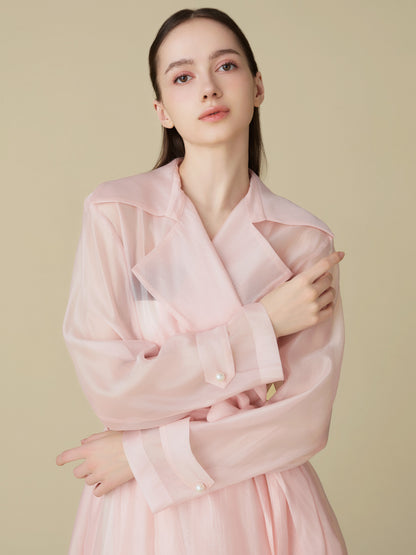Sheer Organza Trench Coat