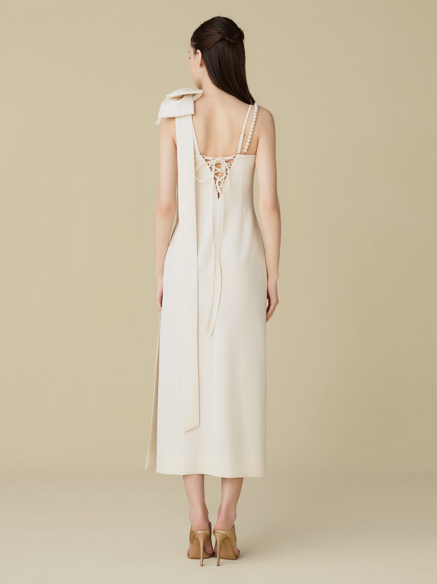 Asymmetric Ribbon Satin Dress