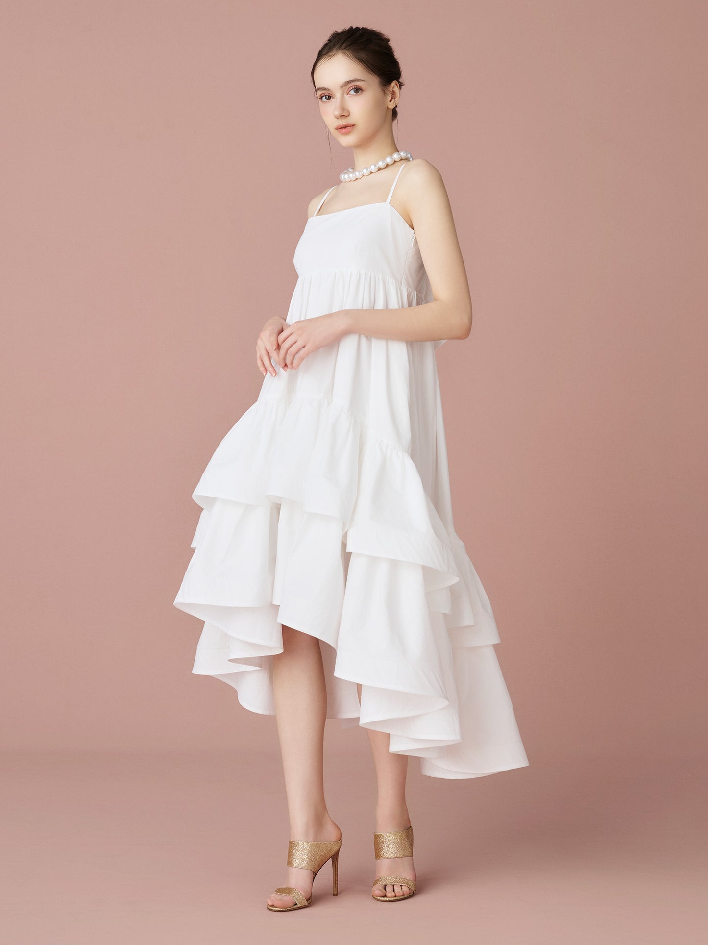Back Ribbon Tiered Volume Dress