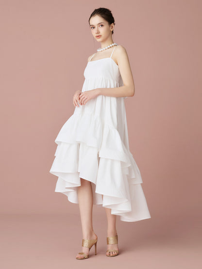 Back Ribbon Tiered Volume Dress