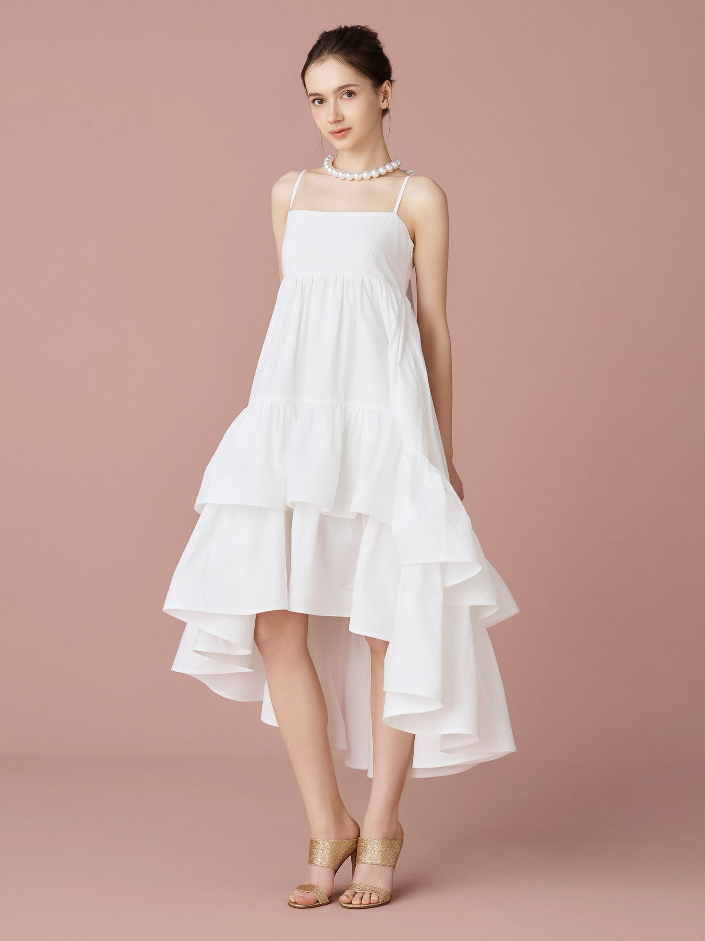 Back Ribbon Tiered Volume Dress