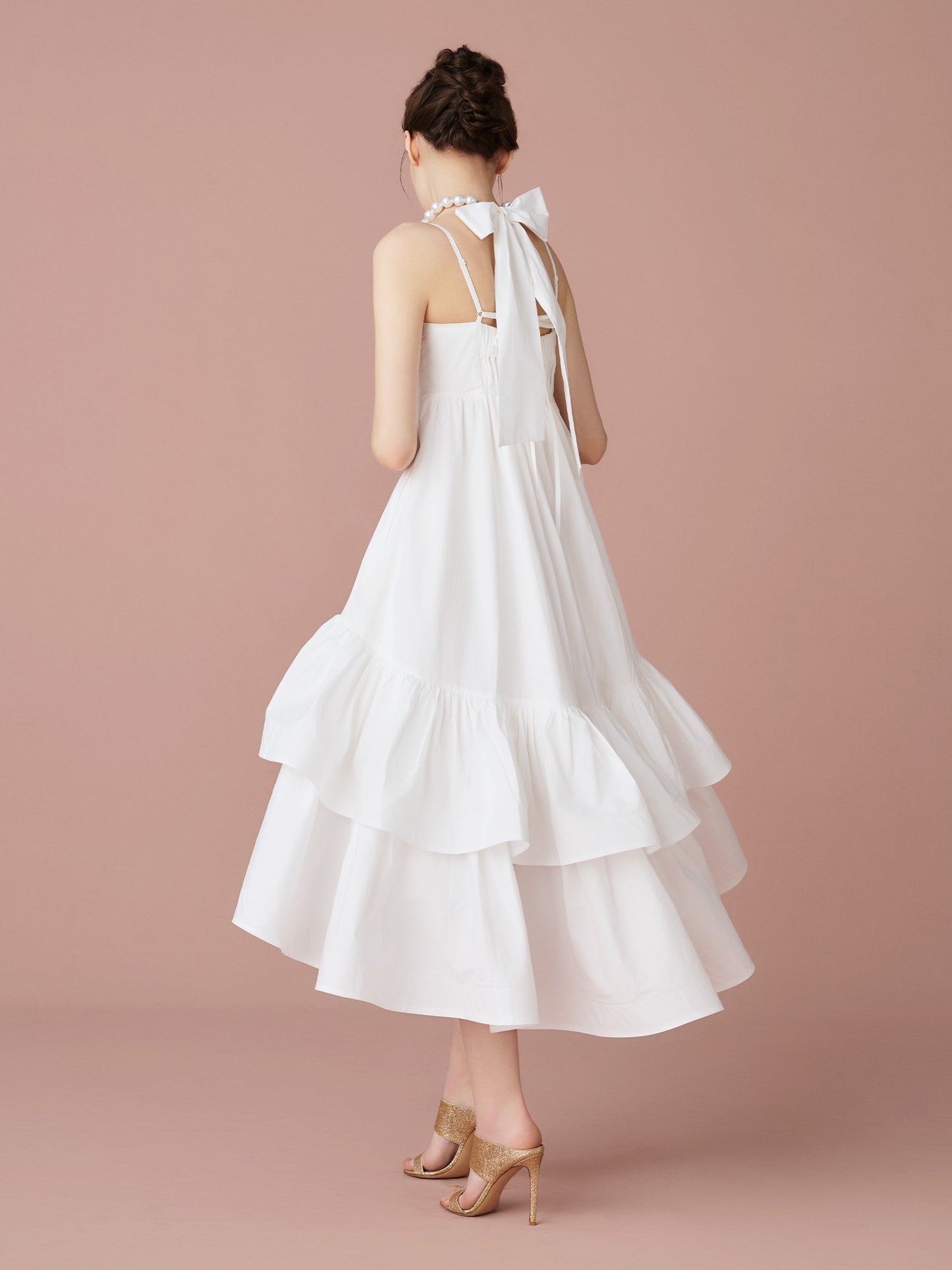 Back Ribbon Tiered Volume Dress